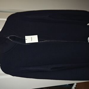 Theory Navy Full-Zip Sweater